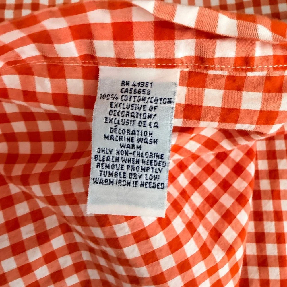 Ralph Lauren Button Down Shirt Mens 2XLT Red Orange Gingham Check Plaid Pony